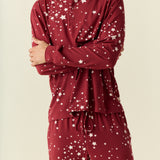 Adam Cloud Jersey Henley Set in Ruby Stars