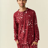 Adam Cloud Jersey Henley Set in Ruby Stars