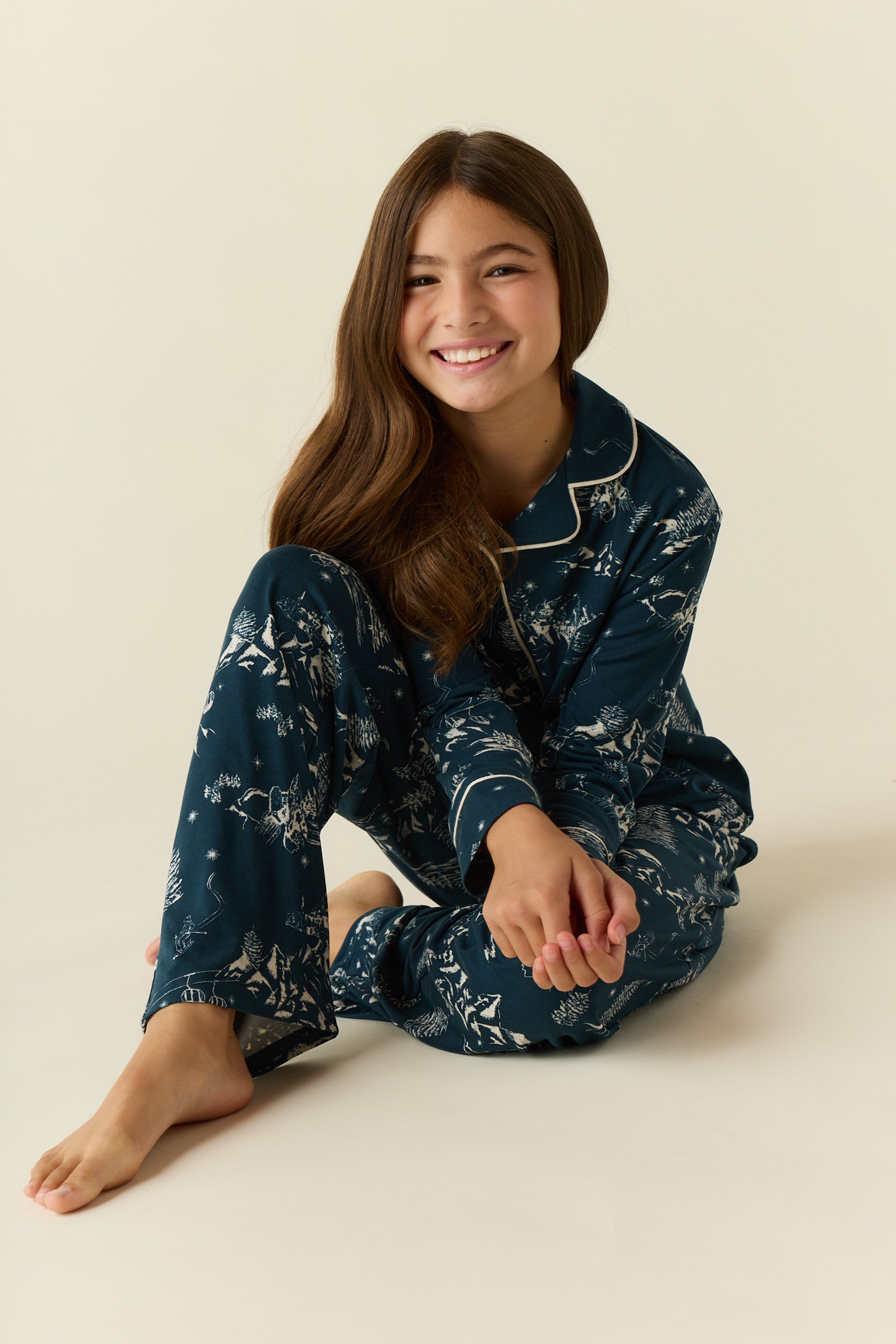 Alex Cloud Jersey Tween PJ Set in Winter Toile