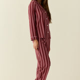 Aria TENCEL™ Lyocell Long PJ Set in Bordeaux Stripe