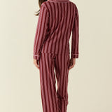 Aria TENCEL™ Lyocell Long PJ Set in Bordeaux Stripe