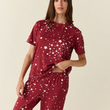 Emma Cloud Jersey PJ Set in Ruby Stars