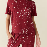 Emma Cloud Jersey PJ Set in Ruby Stars