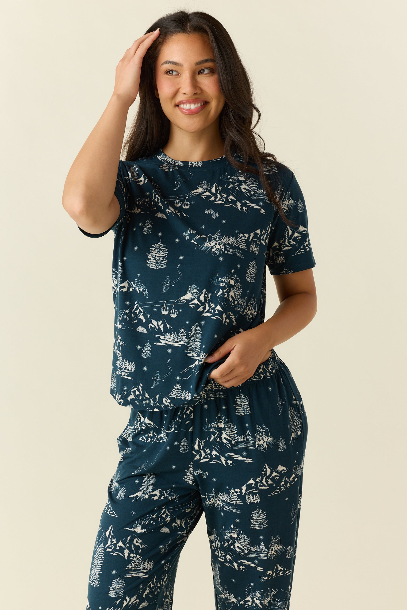 Emma Cloud Jersey PJ Set in Winter Toile