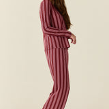 Grace TENCEL™ Lyocell PJ Set in Bordeaux Stripe