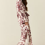 Kaia Cloud Jersey Kimono Robe in Mulberry Floral