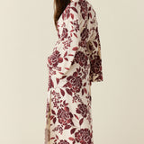 Kaia Cloud Jersey Kimono Robe in Mulberry Floral