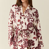 Kaia Cloud Jersey Kimono Robe in Mulberry Floral