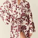 Kaia Cloud Jersey Kimono Robe in Mulberry Floral