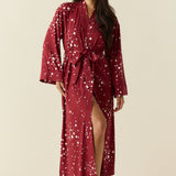 Kaia Cloud Jersey Kimono Robe in Ruby Stars