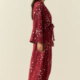 Kaia Cloud Jersey Kimono Robe in Ruby Stars
