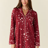 Kara Cloud Jersey Boyfriend Shirt in Ruby Stars
