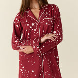 Kara Cloud Jersey Boyfriend Shirt in Ruby Stars