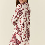 Kara Cloud Jersey Boyfriend Shirt in Mulberry Floral