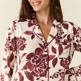 Kara Cloud Jersey Boyfriend Shirt in Mulberry Floral