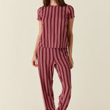 Olivia TENCEL™ Lyocell PJ Set in Bordeaux Stripe