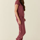 Olivia TENCEL™ Lyocell PJ Set in Bordeaux Stripe
