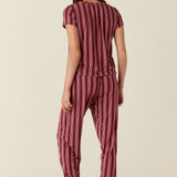 Olivia TENCEL™ Lyocell PJ Set in Bordeaux Stripe
