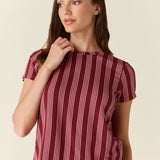 Olivia TENCEL™ Lyocell PJ Set in Bordeaux Stripe