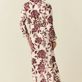 Skyler Cloud Jersey Banded Long Robe in Mulberry Floral