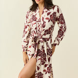 Skyler Cloud Jersey Banded Long Robe in Mulberry Floral