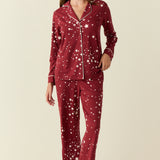 Winter Cloud Jersey PJ Set in Ruby Stars