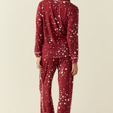 Winter Cloud Jersey PJ Set in Ruby Stars