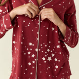 Winter Cloud Jersey PJ Set in Ruby Stars