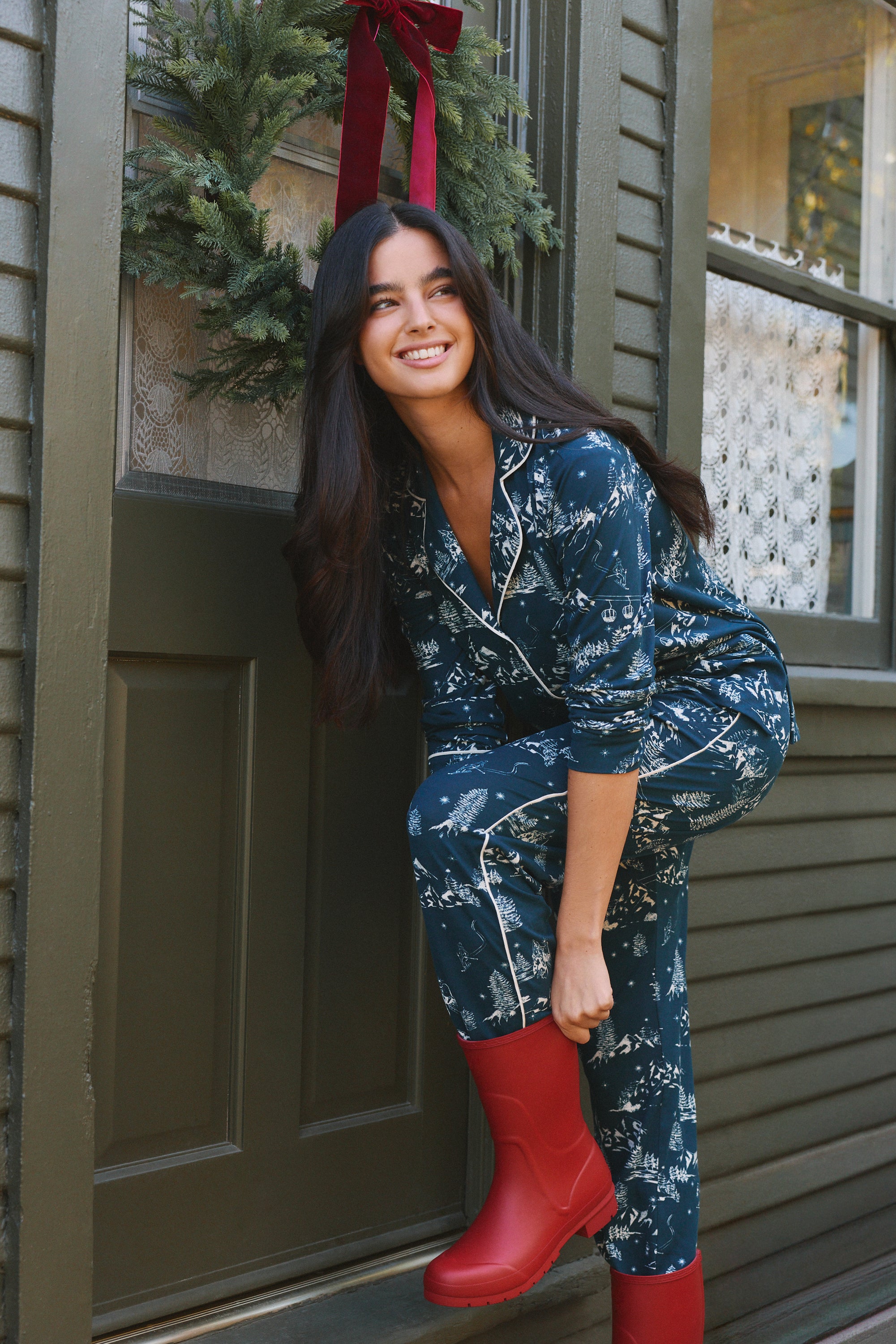 Winter Cloud Jersey PJ Set in Winter Toile