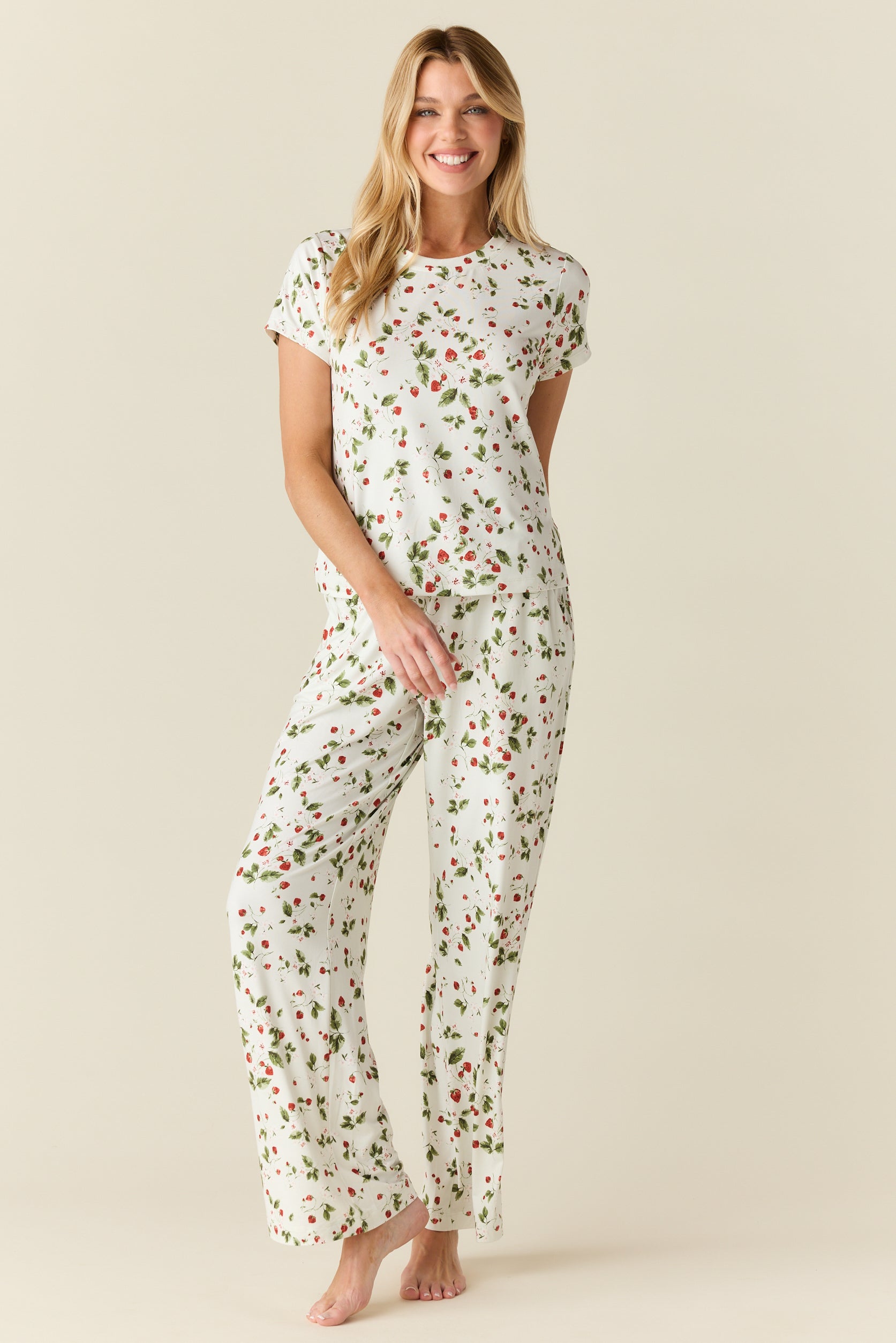 Isla Cloud Jersey PJ Set Strawberry Bliss