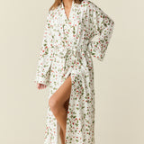Kaia Cloud Jersey Kimono Robe in Strawberry Bliss