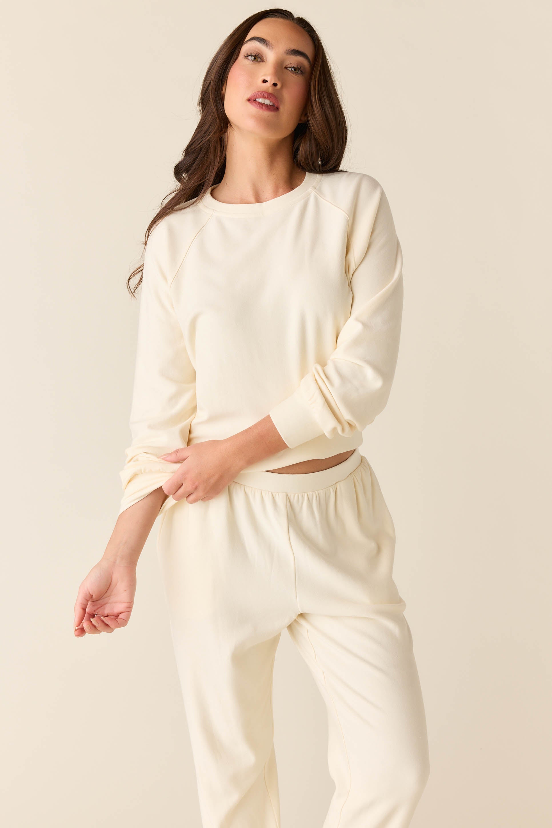 Cream Colored Sweatpants Outfit Women's Half Zip Sweatshirt