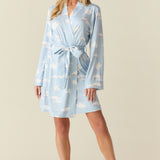 Meadow Cloud Jersey Classic Short Robe in Swan Lake