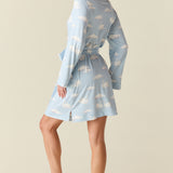 Meadow Cloud Jersey Classic Short Robe in Swan Lake