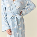 Meadow Cloud Jersey Classic Short Robe in Swan Lake