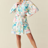Meadow Cloud Jersey Classic Short Robe in Butterfly Bloom