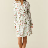 Meadow Cloud Jersey Classic Short Robe in Strawberry Bliss
