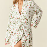 Meadow Cloud Jersey Classic Short Robe in Strawberry Bliss