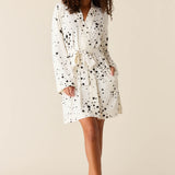 Meadow Cloud Jersey Classic Short Robe in White Stars