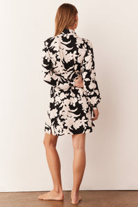 QUINN BANDED SHORT ROBE | IVORY FLORAL