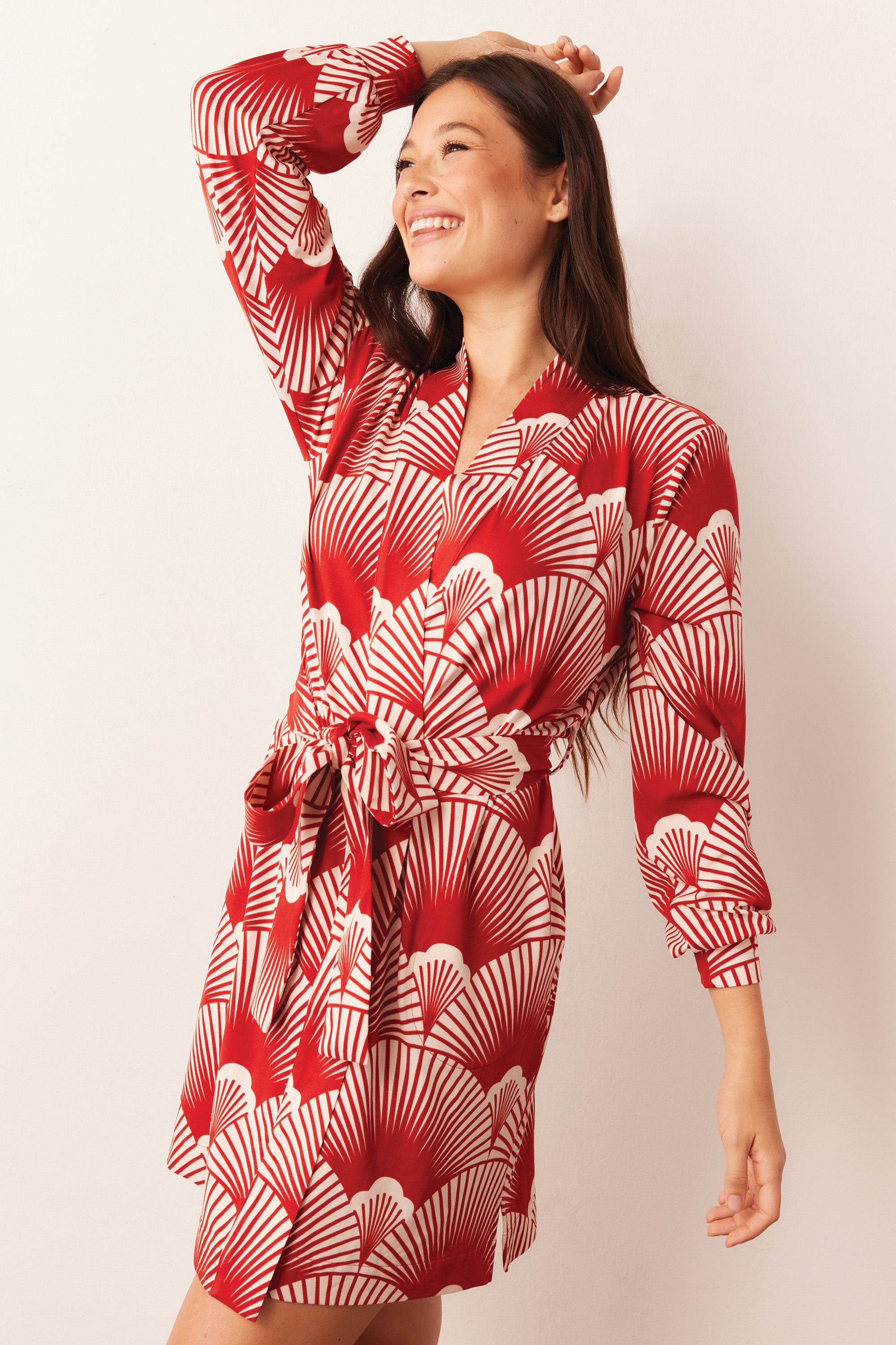 Load image into Gallery viewer, QUINN BANDED SHORT ROBE | SOLEIL
