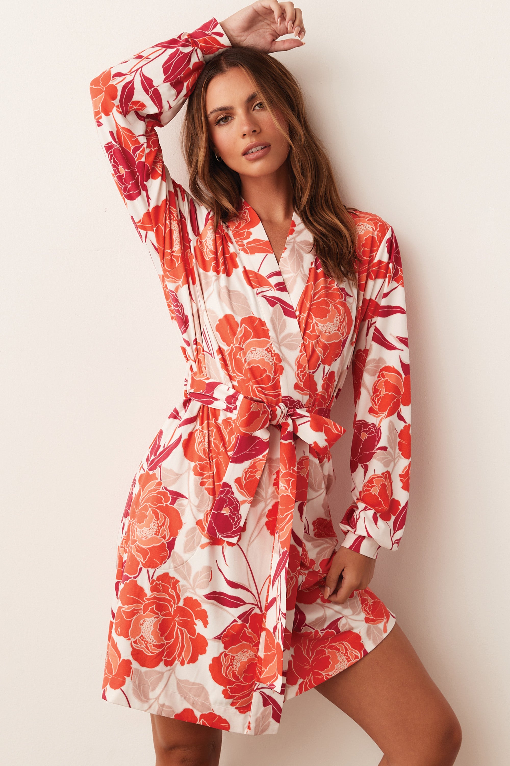 Load image into Gallery viewer, QUINN BANDED SHORT ROBE | POSITANO FLORAL

