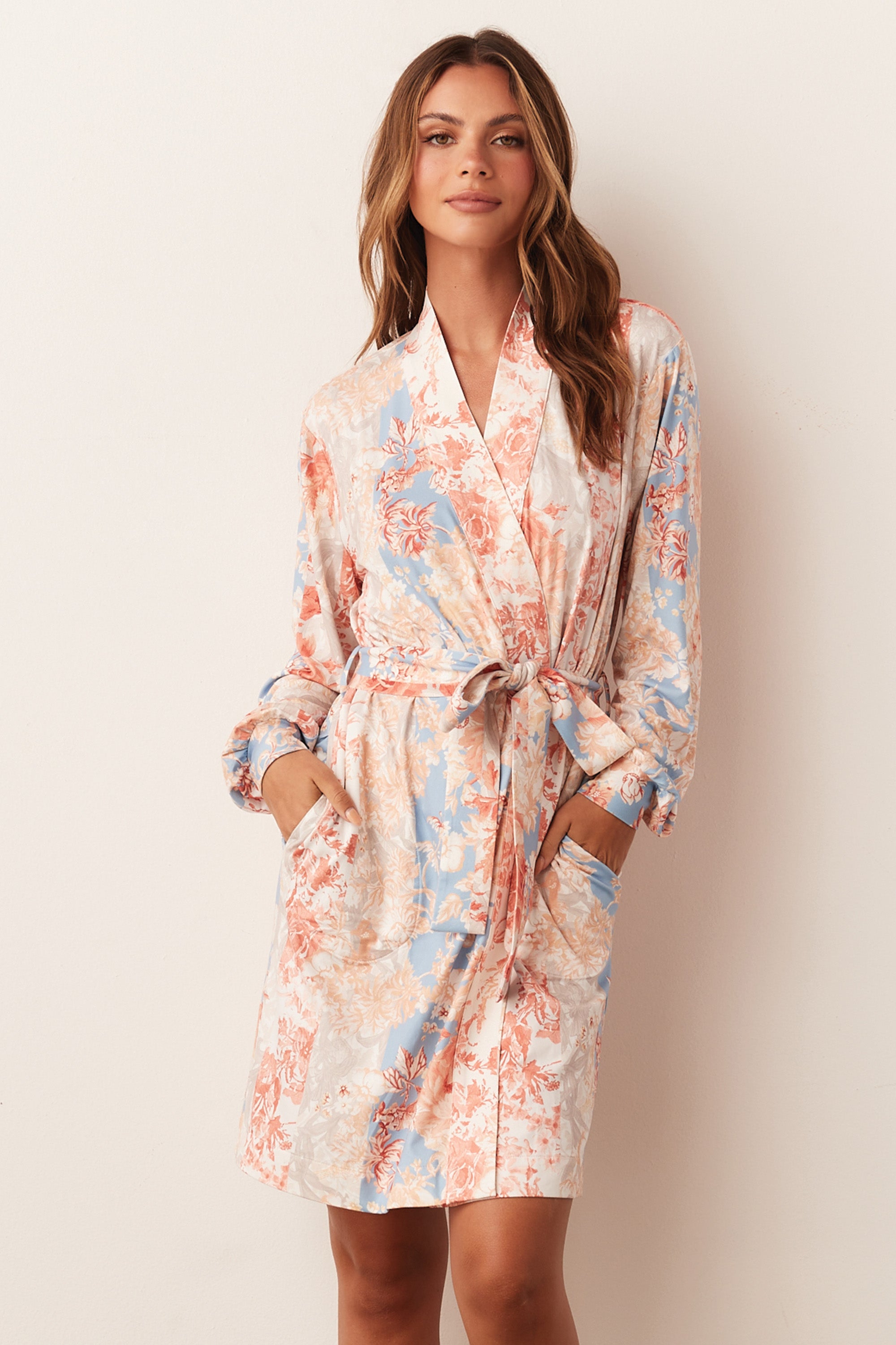 Load image into Gallery viewer, QUINN BANDED SHORT ROBE | CAPRI STRIPE
