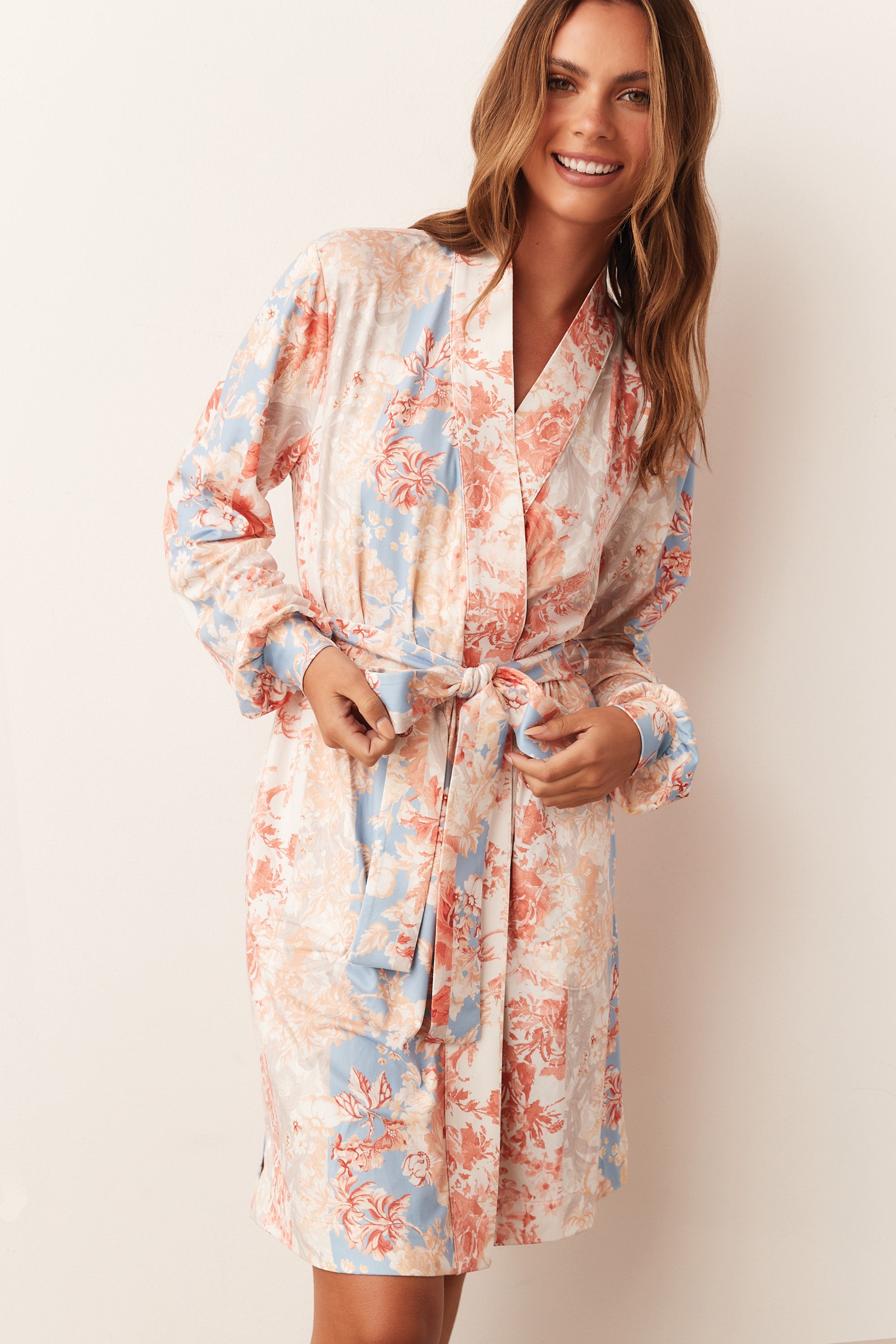 Load image into Gallery viewer, QUINN BANDED SHORT ROBE | CAPRI STRIPE
