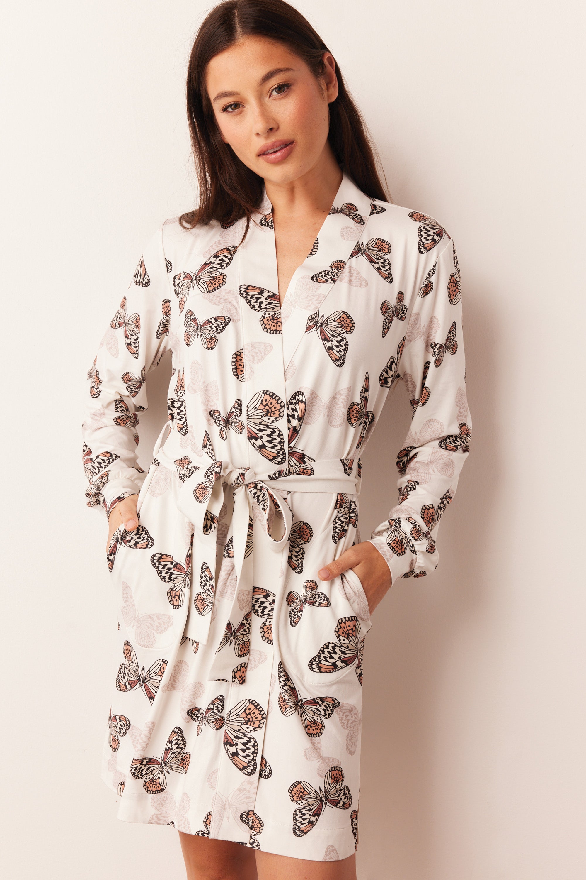 Load image into Gallery viewer, QUINN BANDED SHORT ROBE | MARIPOSA
