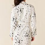 Quinn Banded Short Robe | White Stars