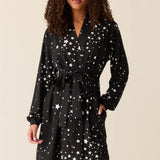 Quinn Banded Short Robe | Black Stars