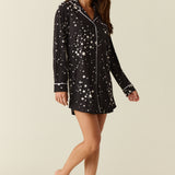 Kara Cloud Jersey Boyfriend Shirt in Black Stars