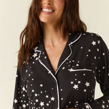 Kara Cloud Jersey Boyfriend Shirt in Black Stars