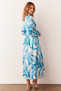 SKYLER BANDED LONG ROBE | AZURE PALMS
